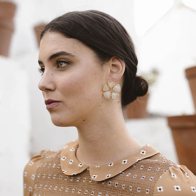 Pendientes Flor Cardona Piedra Lunar