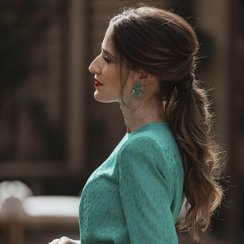 Pendientes Iuna Verde agua Amazonita