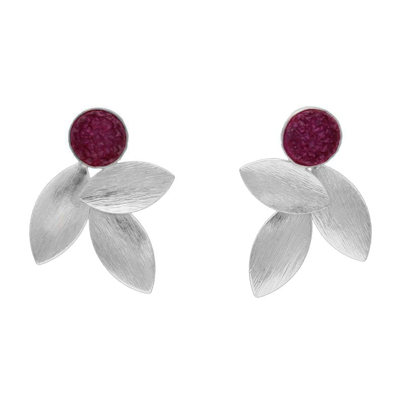Pendientes Lino Plata Drusa Fucsia