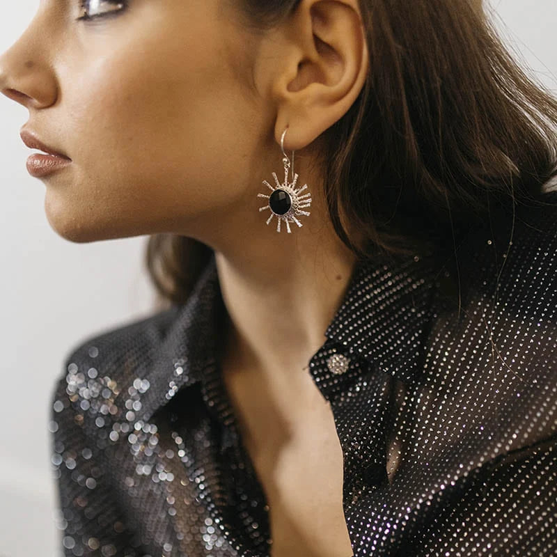 Pendientes Luxor Plata Negro