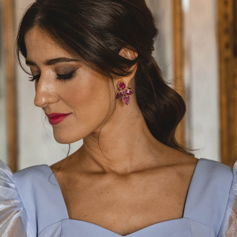 Pendientes Mairea Ed. Limitada Plata Piedra lunar y Azules