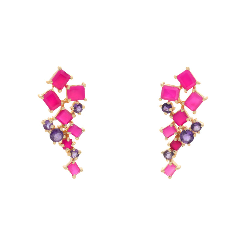 Pendientes Mysore Fucsia y Morado