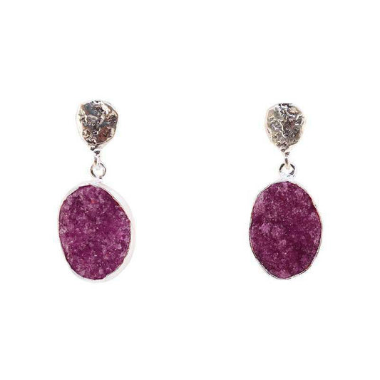 Pendientes Ovals Plata Fucsia mo