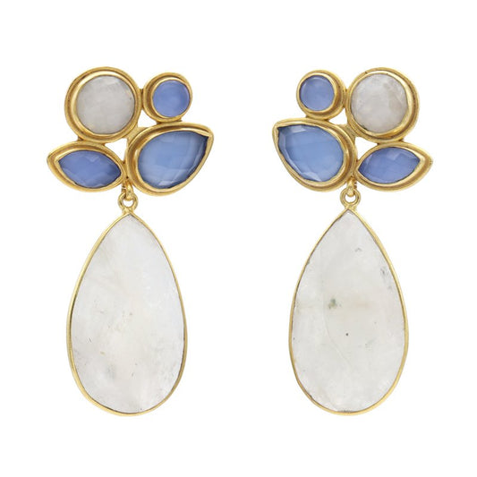 Pendientes Paraiso Azul claro y Piedra lunar