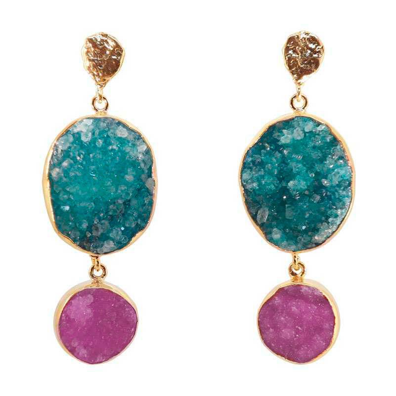 Pendientes Saphiro Azul Turquesa y Fucsia