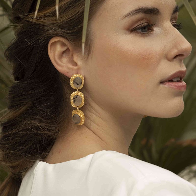 Pendientes Rococó Black Rutile