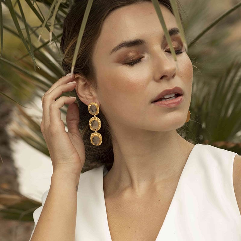 Pendientes Rococó Black Rutile