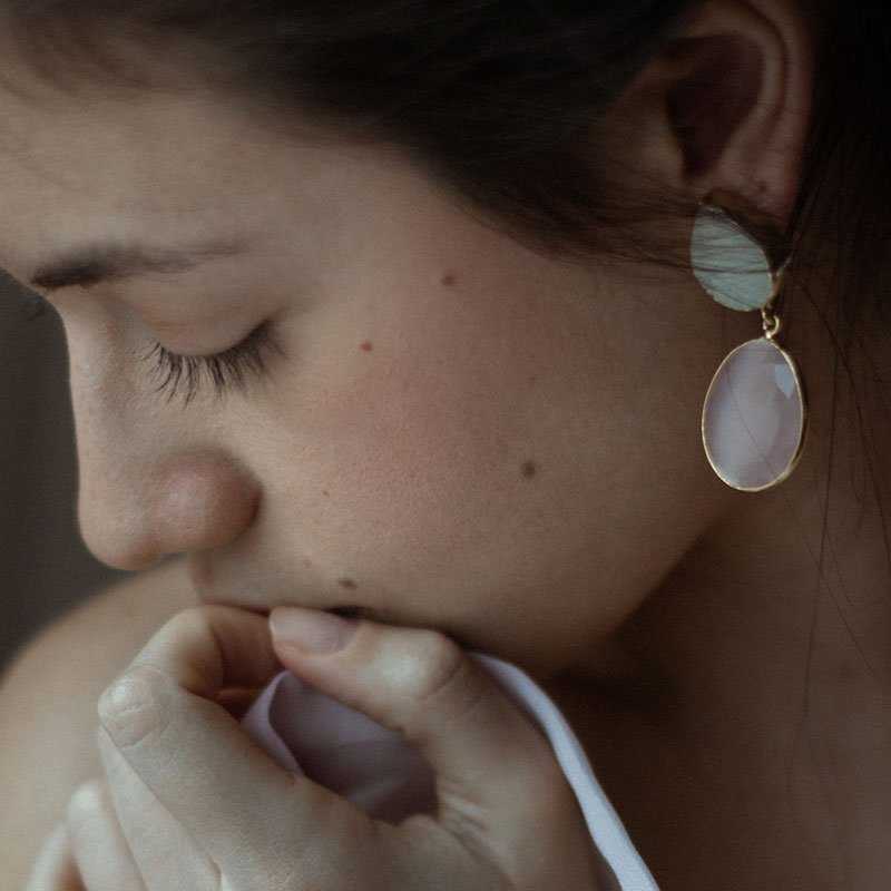 Pendientes Sabatini Blanco y Rosa claro