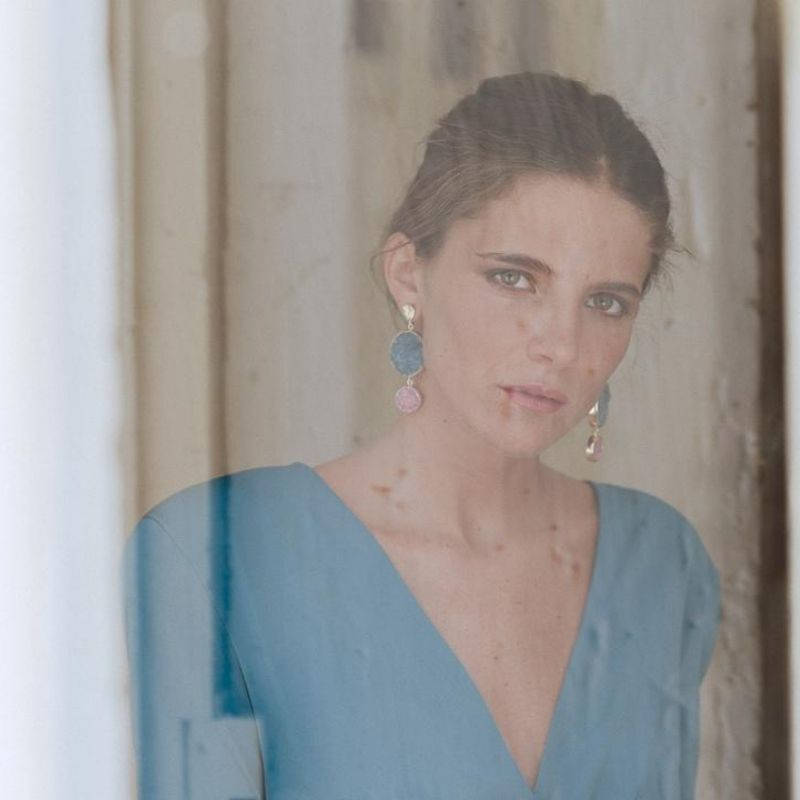 Pendientes Saphiro Azul Turquesa y Blanco