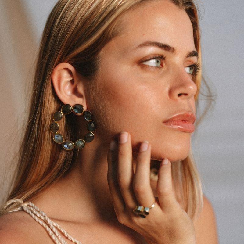 Pendientes Sirius Ed. Limitada Verde agua y Piedra lunar