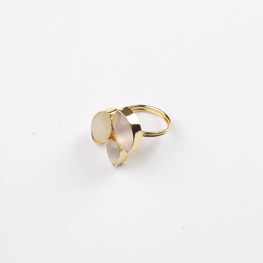 Anillo Grayas Rosa. Blanco y Crema