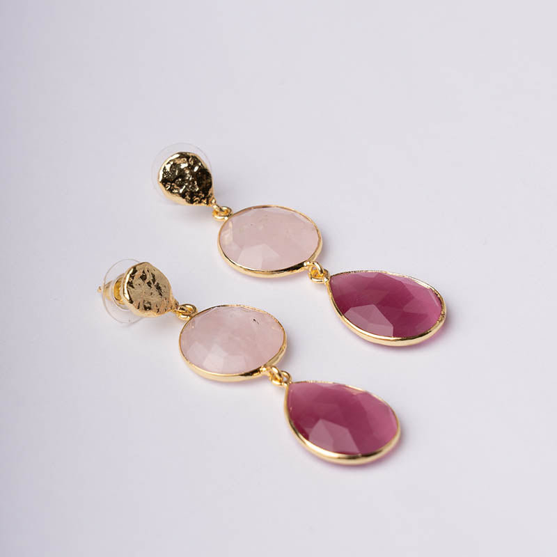 Pendientes Acanthus Ed. Limitada Rosa cuarzo y Rosa dark