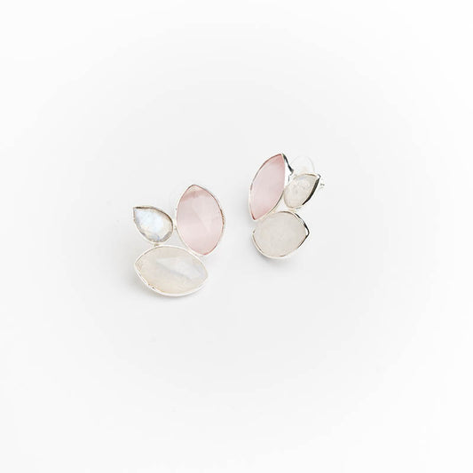 Pendientes Eritia Ed. Limitada Plata Rosa y Piedra Lunar