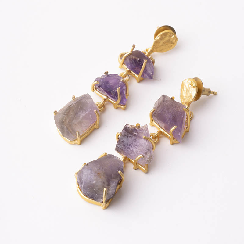 Pendientes con piedras de color Morado para la feria