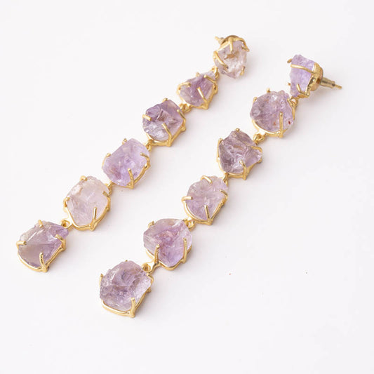 Pendientes con piedras de color Morado para la feria