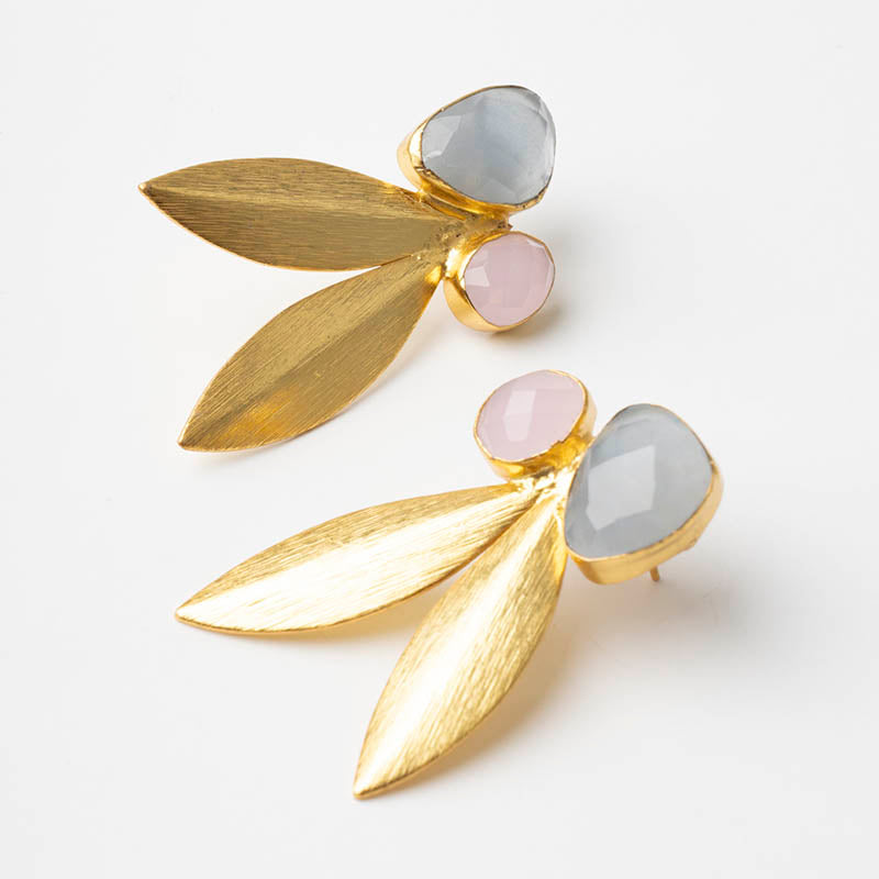 Pendientes Narciso Azul y Rosa claro