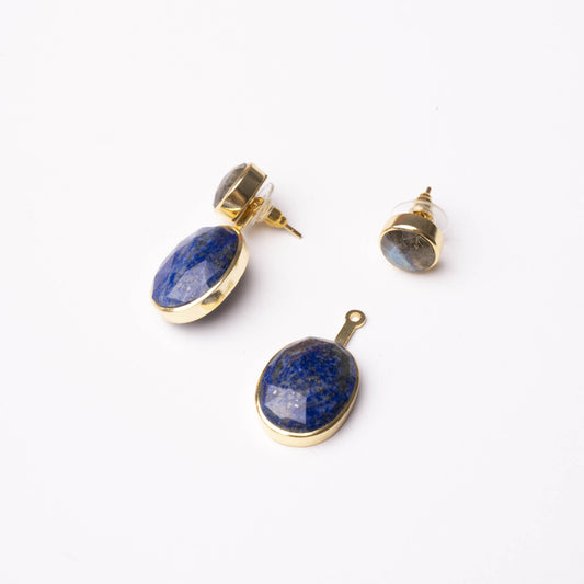 Pendientes Rupia Desmontable Ed. Limitada Labradorita y Azul Lapis