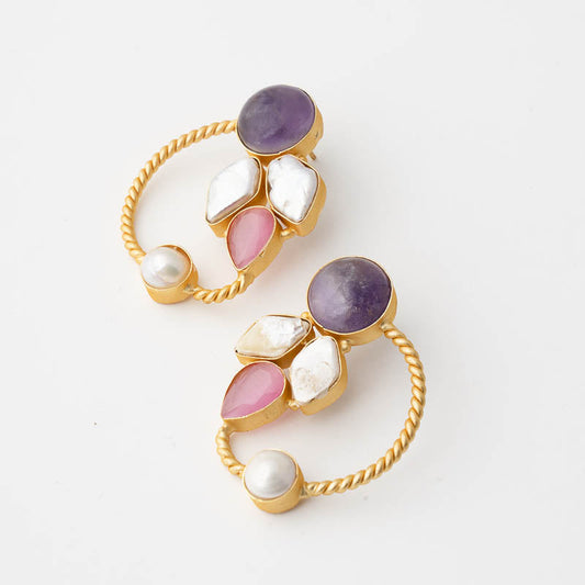 Pendientes Trey Ed. Limitada Morado, Blanco y Rosa