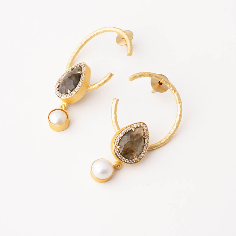 Pendientes Uriela Ed. Limitada Labradorita y Perla