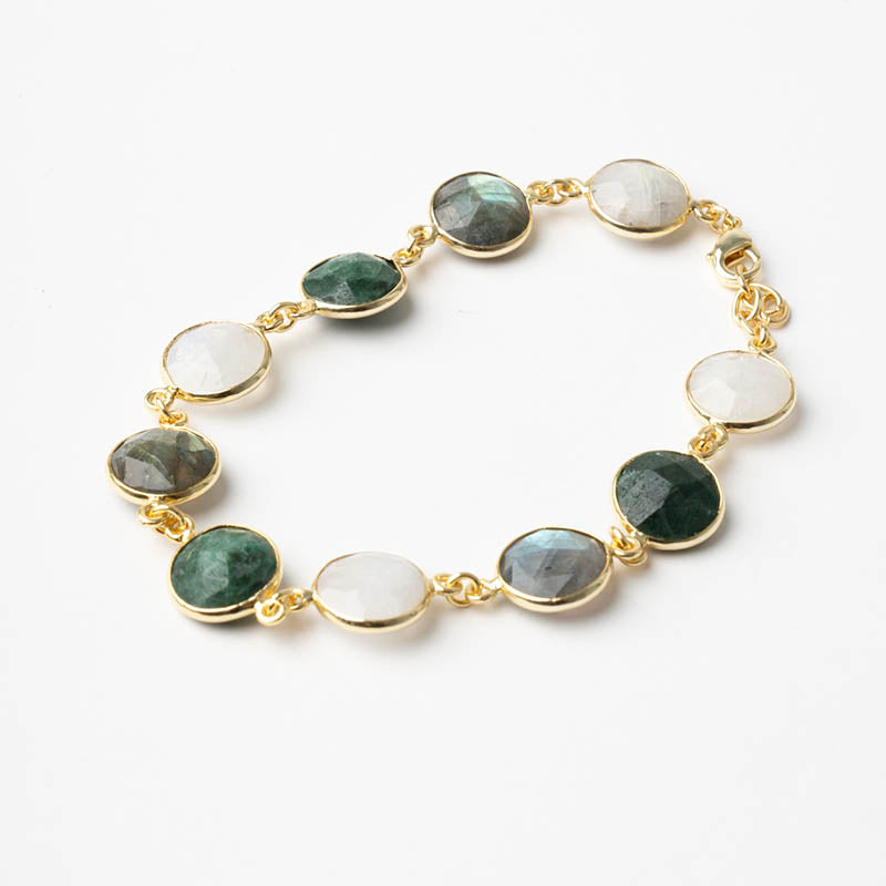 Pulsera Kira Ed. Limitada Piedra Lunar, Verde y Labradorita