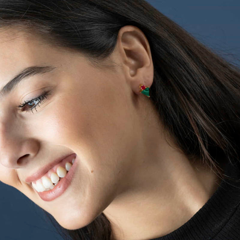 Pendientes Stalk Verde Malaquita y Rubí