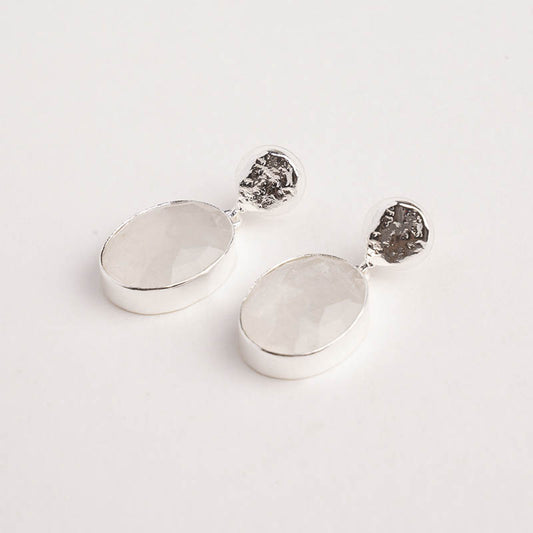 Pendientes Ovals Ed. Limitada Plata Piedra Lunar