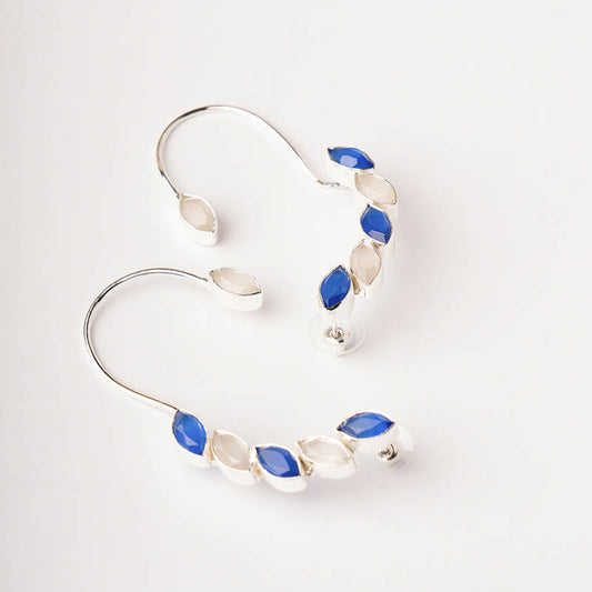 Pendientes Earcuff Cometa Plata Ed. Limitada Blanco y Azul oscuro