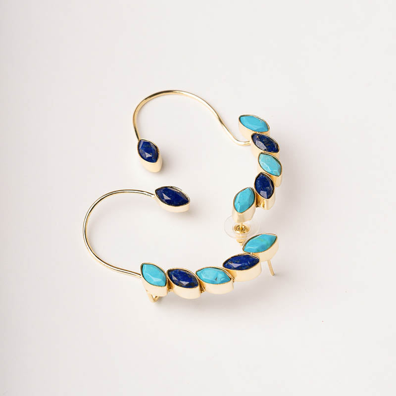 Pendientes Earcuff Cometa Ed. Limitada Turquesa y Azul Lapis