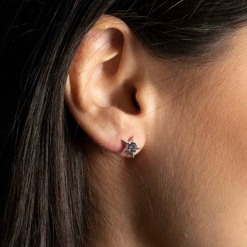 Pendientes Mosque Plata Morado