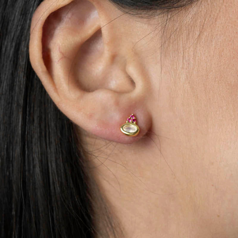 Pendientes Octant Rosa y Piedra Lunar