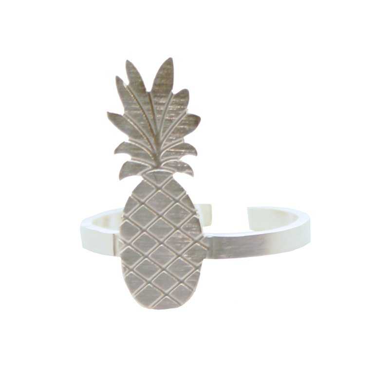 Anillo Minimal Piña Plata talla 16 Ajustable