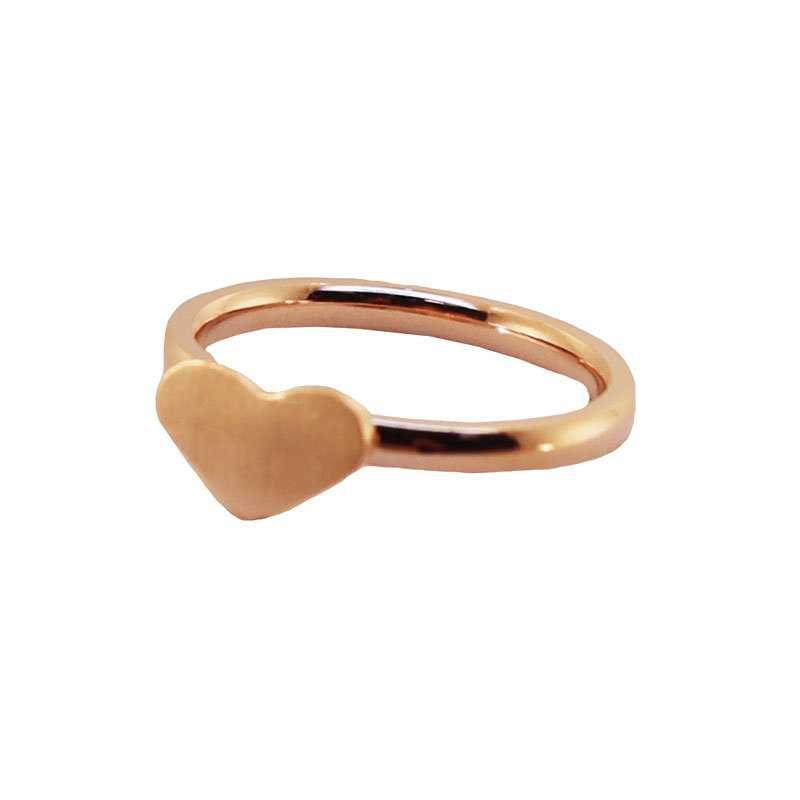 Anillo Minimal Corazón Mate Rosado Talla 14