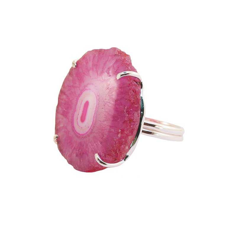 Anillo Piedra Solar Plata Fucsia mo