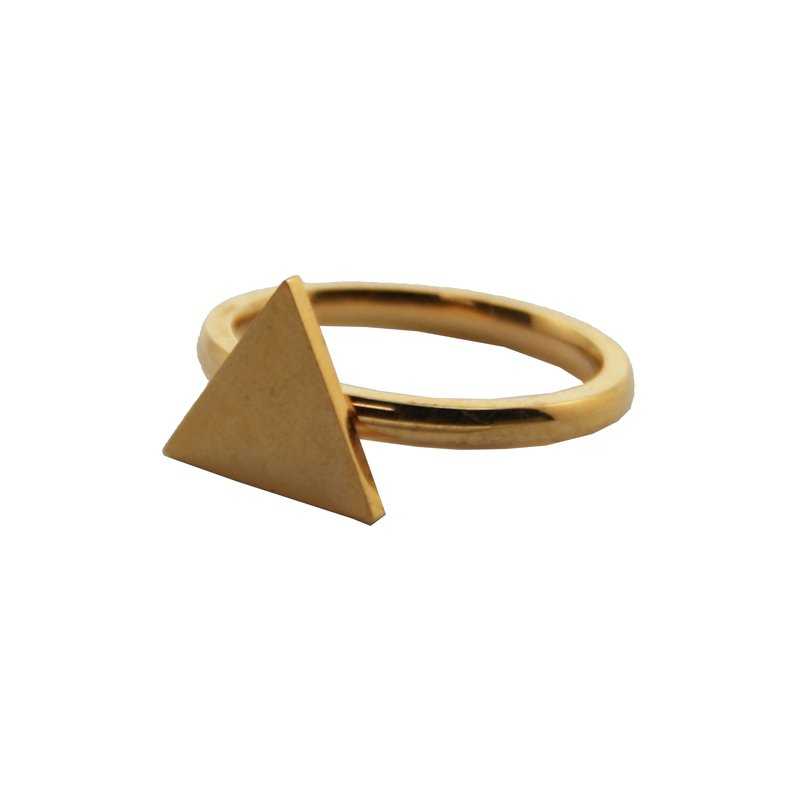 Anillo Minimal Piramide Dorado Talla 14