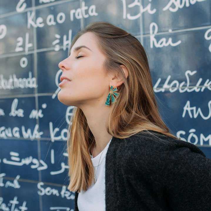 Pendientes Geometric Verde