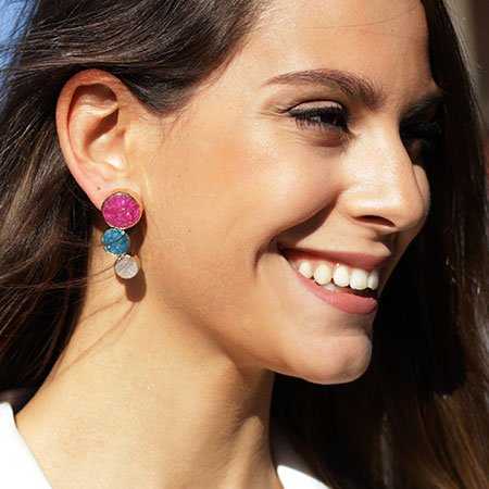 Pendientes Amiran Fucsia, Verde y Blanco