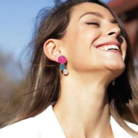 Pendientes Amiran Fucsia, Azul Turquesa y Blanco
