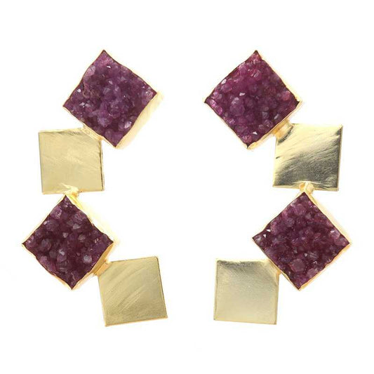 Pendientes Antártida Burdeos Rosado