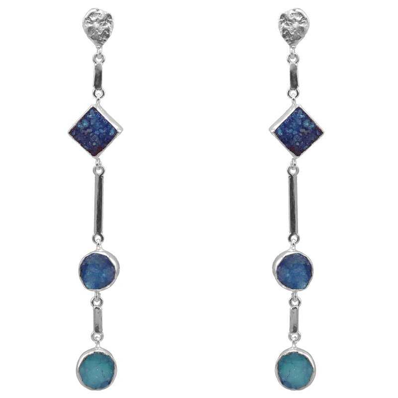 Pendientes Atocha Plata Azul y Turquesa