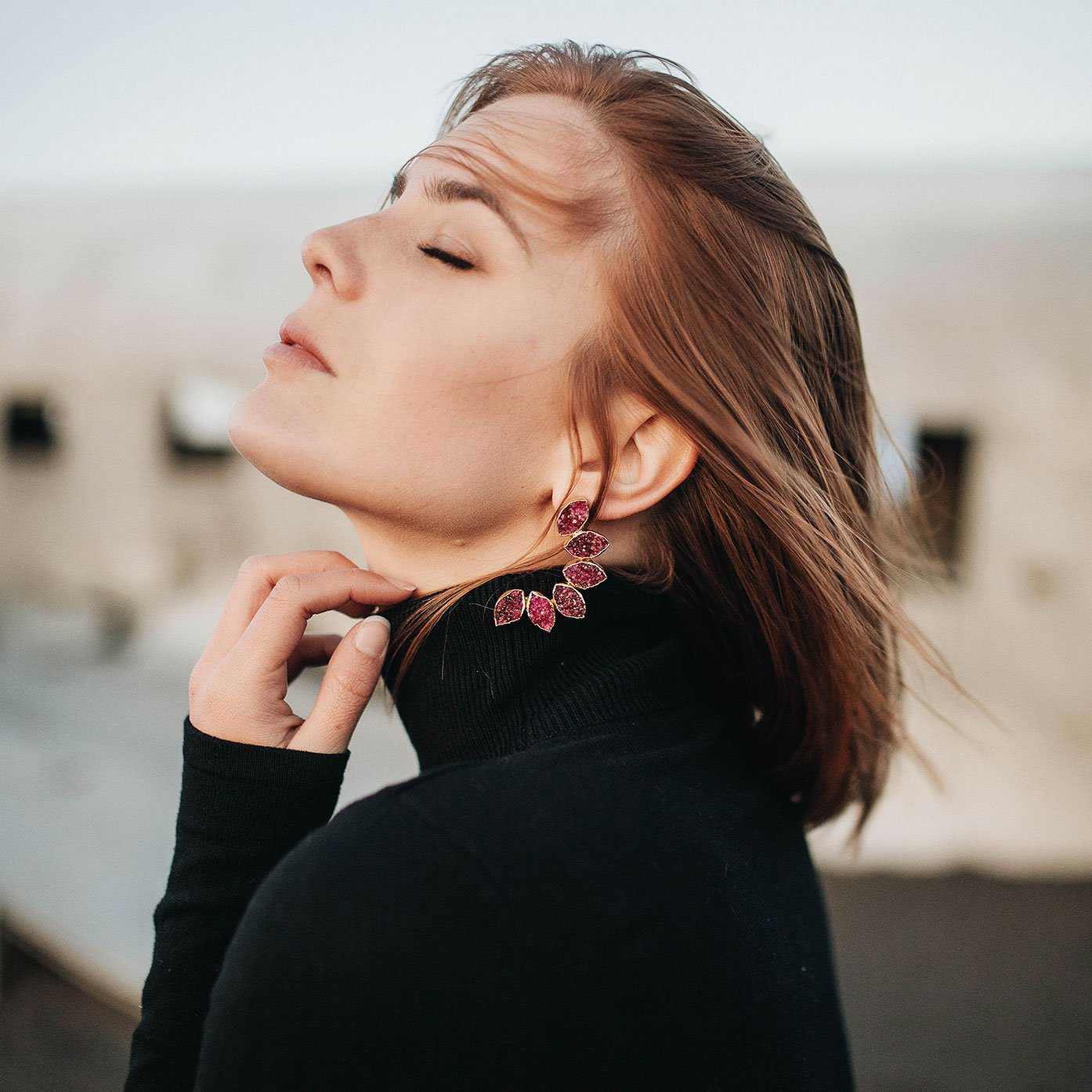 Pendientes Boreal Burdeos Rosado