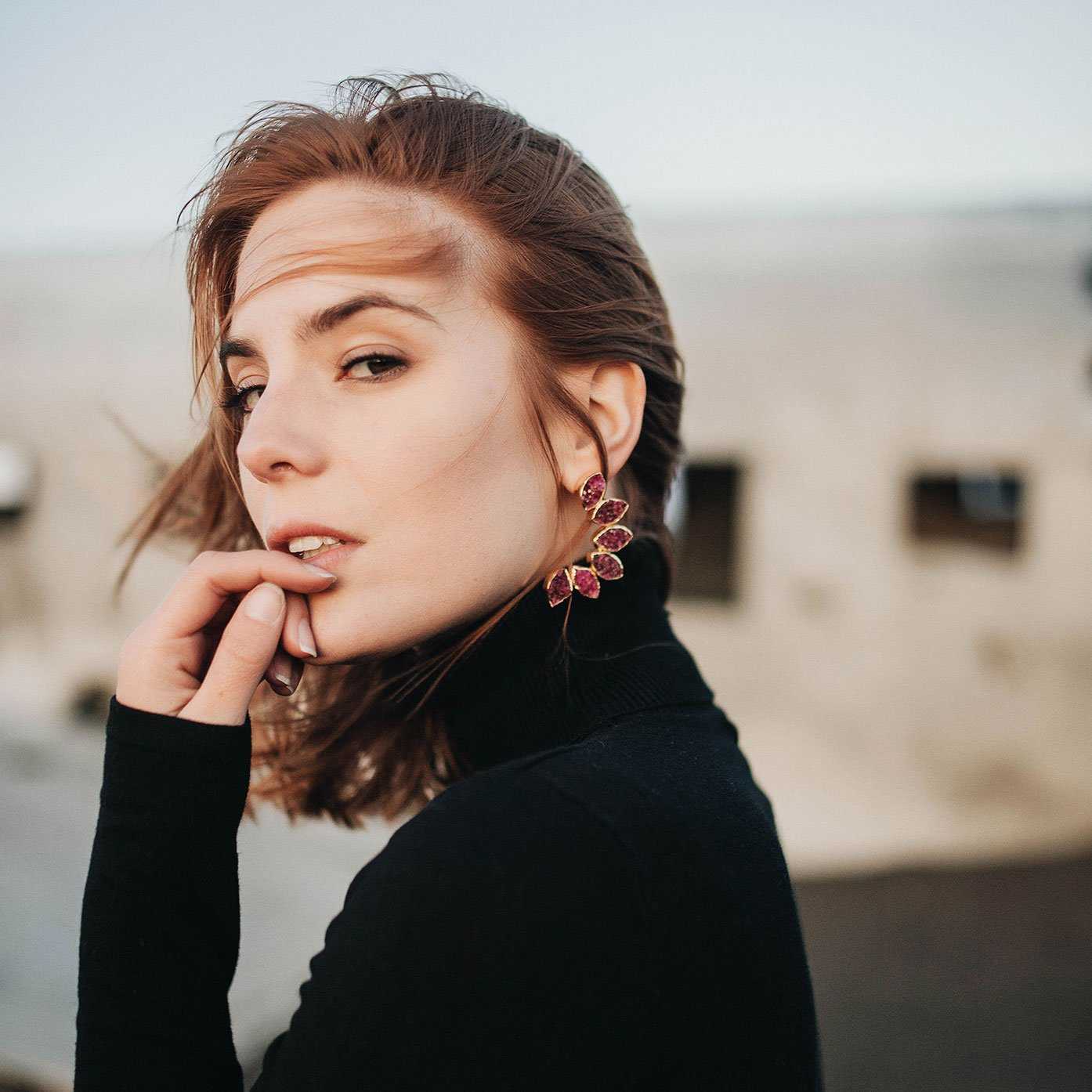 Pendientes Boreal Burdeos Rosado