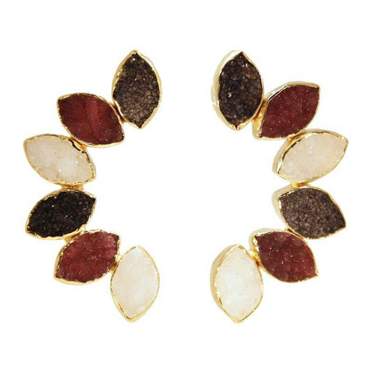 Pendientes Boreal Negro. Burdeos Rosado y Blanco