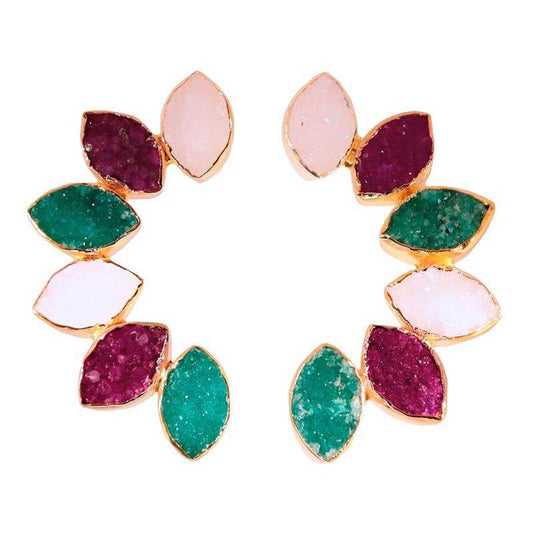 Pendientes Boreal Verde. Fucsia y Blanco