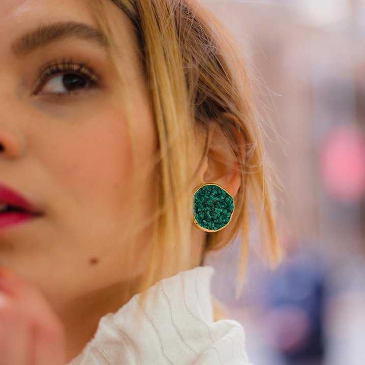 Pendientes Bouton Verde