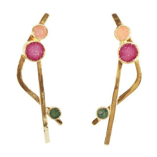 Pendientes Callao Naranja. Fucsia y Verde