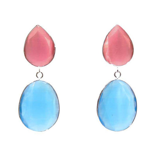 Pendientes Capriccio Plata Fucsia y Azul