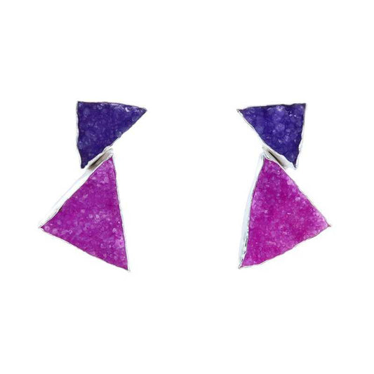 Pendientes Debod Plata Morado y Fucsia