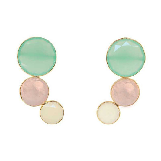 Pendientes Diana Verde agua. Rosa cuarzo y Piedra Lunar