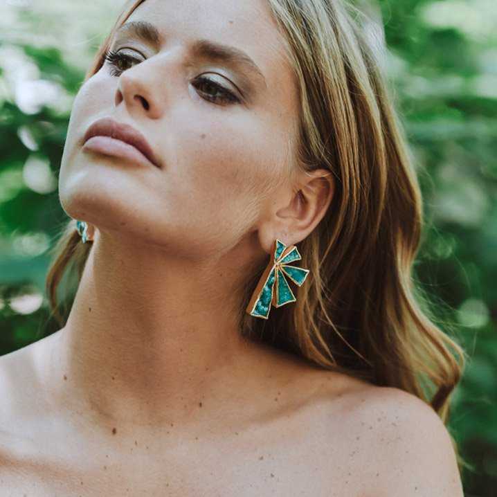 Pendientes Geometric Verde