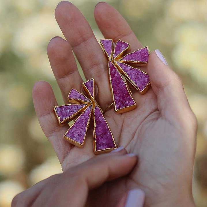 Pendientes Geometric Fucsia mo